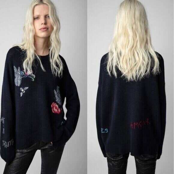 OVERSIZED ZADIG & VOLTAIRE CASHMERE SWEATER SIZE L NEW - Picture 2 of 12